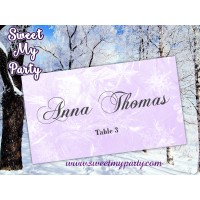 Winter Wedding Place Card template,Lavender Snowflakes Wedding Place Card templates,(10)